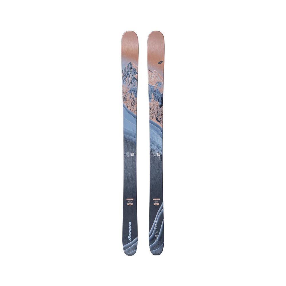 NORDICA Women's Santa Ana 97 Lightweight Maneuverable Flexible All-Mountain Terrain Skis Without Bindings | Winter Sports, Blue/Salmon, 155