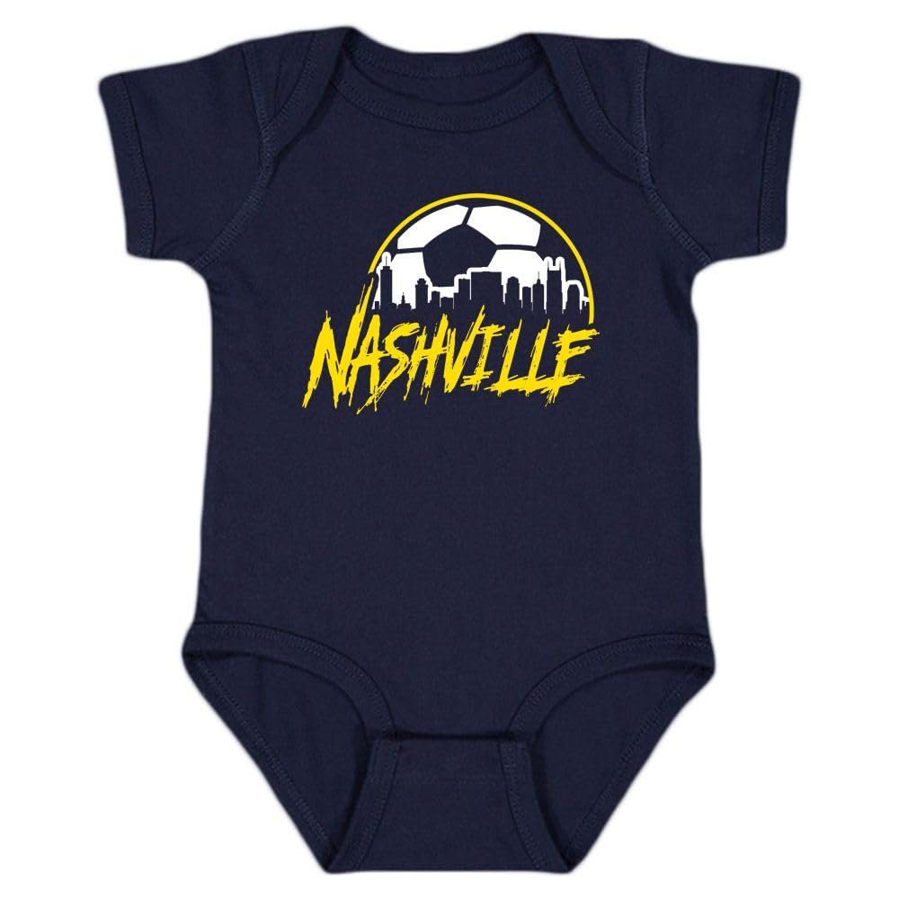 Xtreme Apparrel Nashville Skyline Kid's Bodysuit for Soccer Fans (Navy,24M)