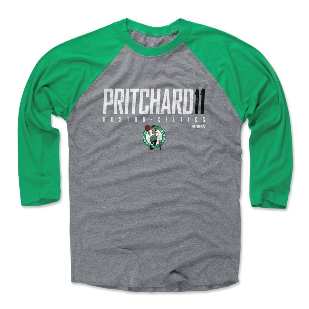 500 LEVEL Payton Pritchard Boston Celtics 3/4 Sleeve T-Shirt - Payton Pritchard Boston Celtics Elite WHT (Green/Heather Gray, X-Large)