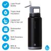 GROSCHE Alpine Flip n' Sip 40 oz Insulated Water Bottle - Stainless Steel, Leakproof Flask with Straw - Perfect for Gym, Travel & Outdoor Use - Keeps Water Cold up to 60 hrs - Graphite Black view 3