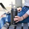 GROSCHE Alpine Flip n' Sip 40 oz Insulated Water Bottle - Stainless Steel, Leakproof Flask with Straw - Perfect for Gym, Travel & Outdoor Use - Keeps Water Cold up to 60 hrs - Graphite Black view 4
