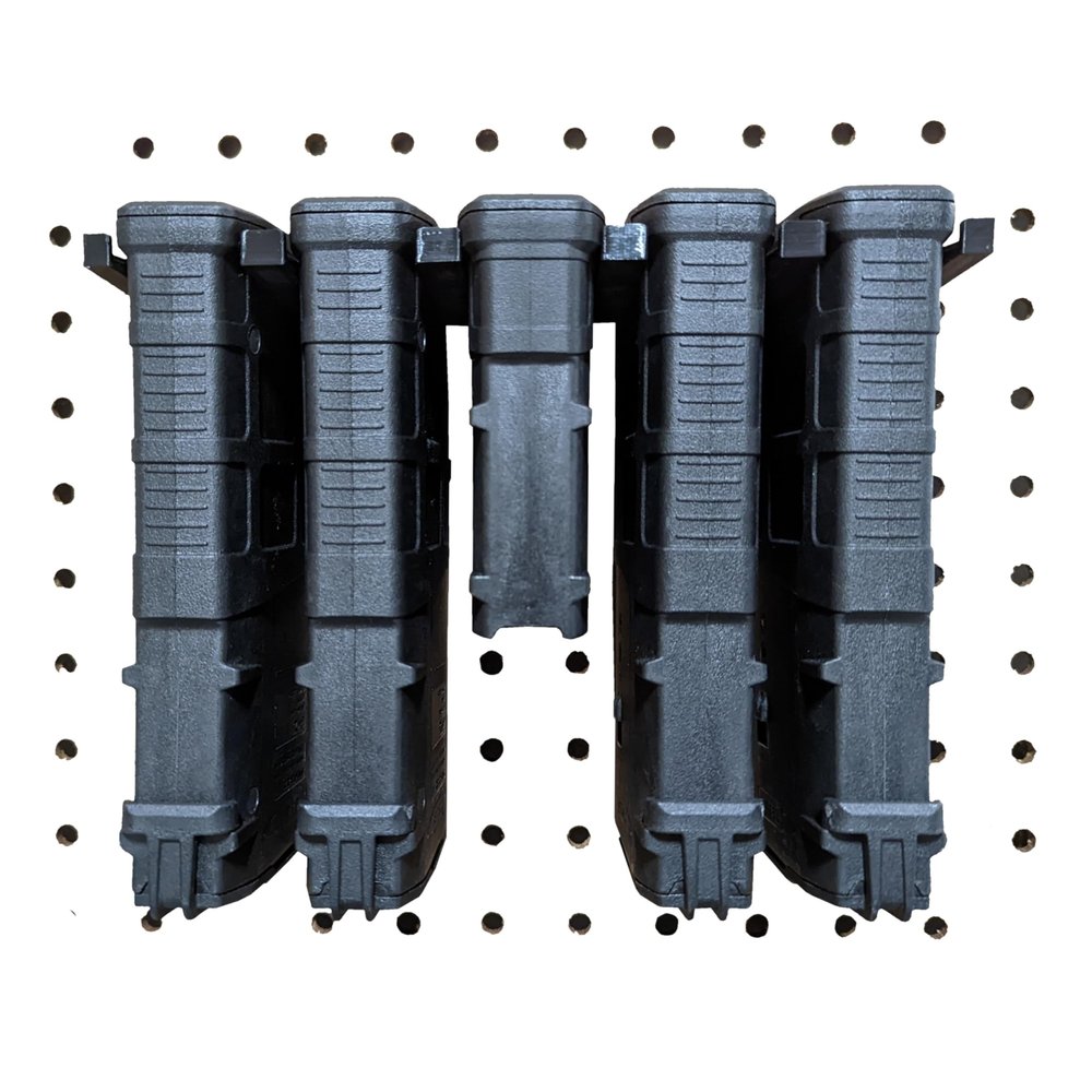 Hammy3DPrints Mount for AR10 Pmag Mags - Pegboard/Metal Pegboard/Skadis/etc. | Magazine Holder Storage Rack (Squarelok)