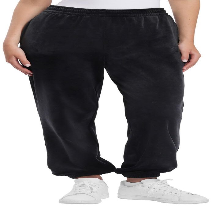 LazyPants Womens Heavyweight High Rise Velour Joggers (Black, Small)