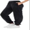 LazyPants Womens Heavyweight High Rise Velour Joggers (Black, Small) view 2