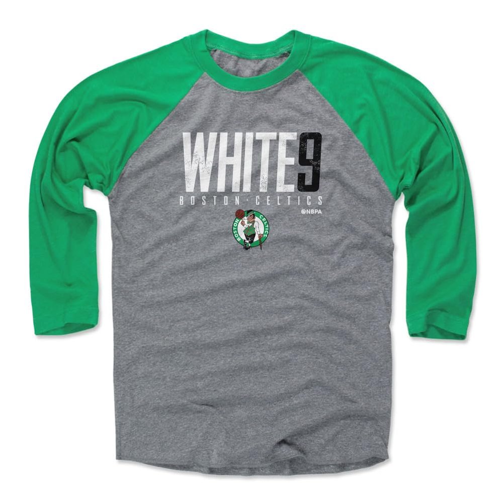 500 LEVEL Derrick White Boston Celtics 3/4 Sleeve T-Shirt - Derrick White Boston Celtics Elite WHT (Green/Heather Gray, Large)
