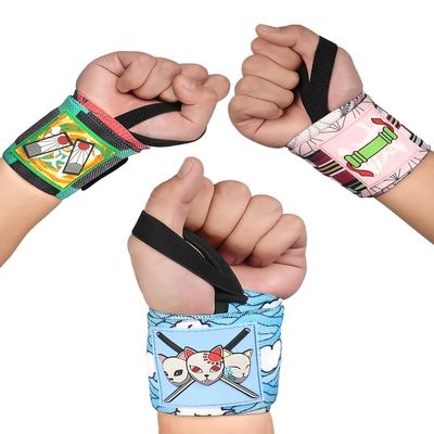 CROWN Anime Wrist Wraps 3 Pairs Bundle - 24" Lifting Straps for Men and Women - Gym Accessories Support Weightlifting, Powerlifting, Strength Training, Workout (Trinity A)