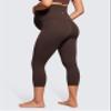 CRZ YOGA Butterluxe Maternity Capris Leggings 21" - Over The Belly Workout Active Yoga Womens Pregnancy Crop Pants Stretchy Hot Fudge Brown X-Large view 2