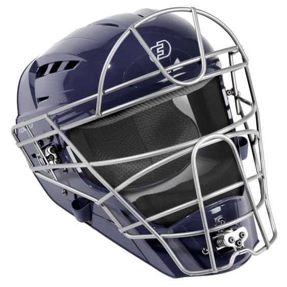 FORCE3 PRO GEAR Defender XS3 Catchers Helmet Gloss (Navy/Silver, Large)