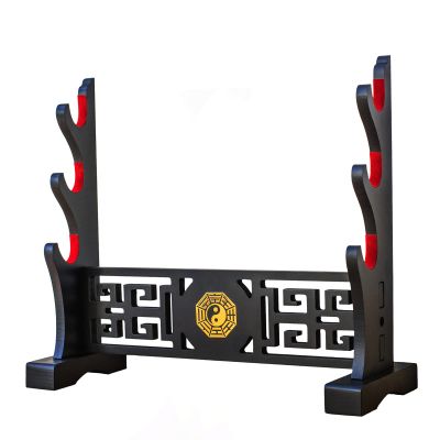 FOXSMZZ Sword Holder Velvet Padded Katana Stand Samurai Display Rack Support All Tanto Swords Weapon Display Stand (Bagua-3)