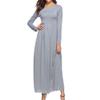 JEKE-DG Women's Casual Long Sleeve Dresses Casual Waist Flowy Party Vintage Dress Waist Round Neck Long Dresses (3X-Large,Grey) view 4