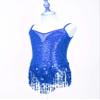 Sinleey Kids Girls Sleeveless Shiny Latin Salsa Dance Dres Backless Ballet Jazz Hip Hop Fringe Tassel Costume Royal Blue A 12 Years view 4