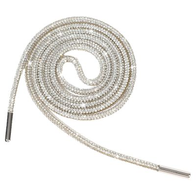 ANUFER One Piece 4MM Glitter Round Shoe Lace with Rhinestones Drawstring Cord Hoodie Strings Replacements SN0712111 Silver 120CM