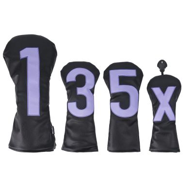 Andux 4Pack/Set PU Large Number Golf 460cc Driver Fairway Woods Hybrids Club Head Covers Black