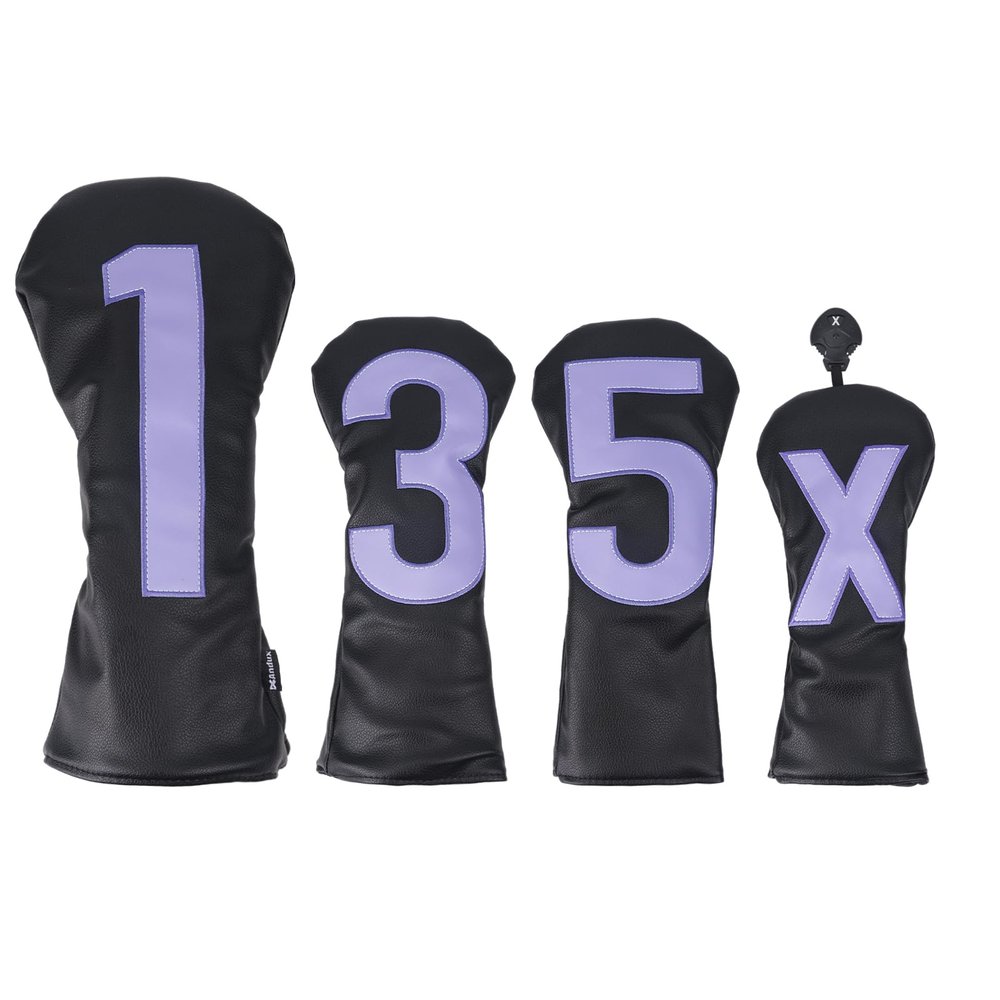 Andux 4Pack/Set PU Large Number Golf 460cc Driver Fairway Woods Hybrids Club Head Covers Black