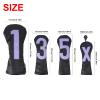 Andux 4Pack/Set PU Large Number Golf 460cc Driver Fairway Woods Hybrids Club Head Covers Black view 2