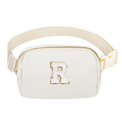 Birthday Gifts Christmas Personalized Gift for 4 5 6 7 8 9 10 11 12 13 14 Year old Girls Teen Sister Kid Initial Letter Fanny Pack Trendy Stuff Crossbody Bag White Letter R