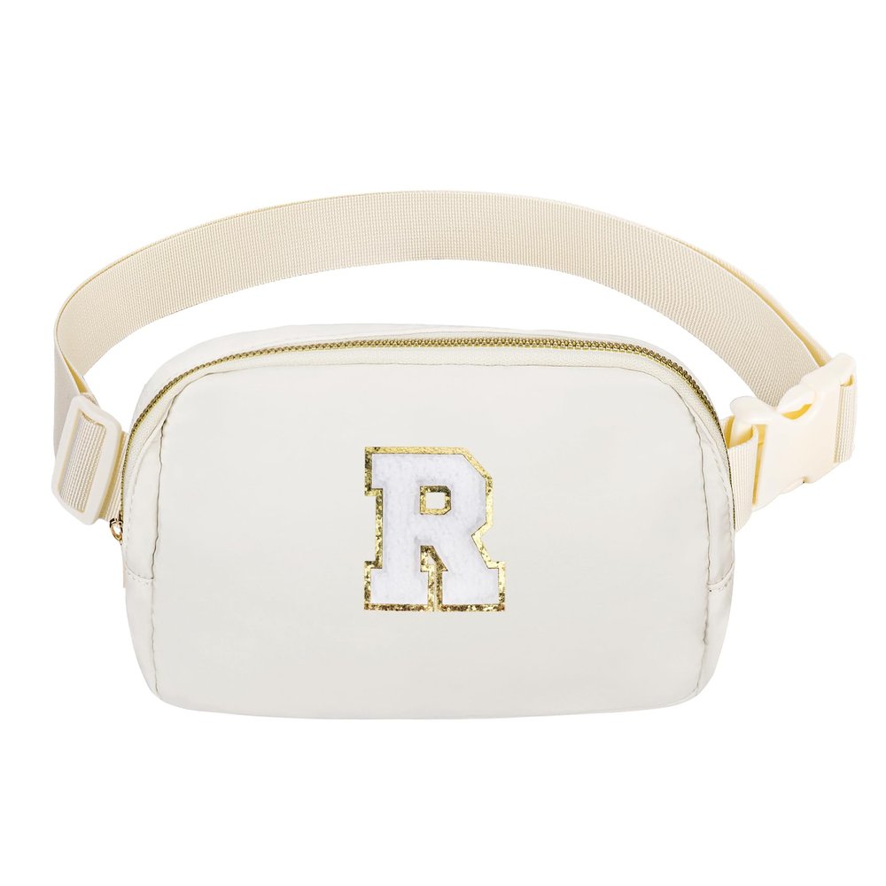Birthday Gifts Christmas Personalized Gift for 4 5 6 7 8 9 10 11 12 13 14 Year old Girls Teen Sister Kid Initial Letter Fanny Pack Trendy Stuff Crossbody Bag White Letter R