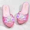 Auhoho Girls Summer Low Heels Crystal Sandals Princess Bowknot Rhinestone Slides Pearl Slippers Shoes 13.5 Little Kid,Pink view 3