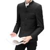 DGHM-JLMY Men's Mandarin Collar Chinese Tunic Suits Traditional Uniform for Wedding Festival Stand Collar Tweed Suit Jackets (Black,XX-Large) view 1