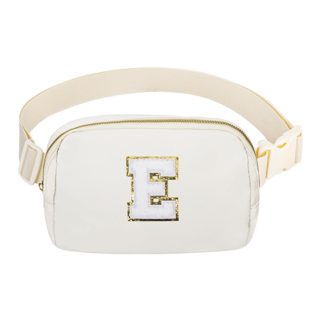 Birthday Gifts Personalized Graduation Gifts for 4 5 6 7 8 9 10 11 12 13 14 Year old Girls Teen Sister Kid Initial Letter Fanny Pack Trendy Stuff White Letter E