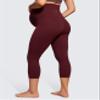 CRZ YOGA Butterluxe Maternity Capris Leggings 21" - Over The Belly Workout Active Yoga Womens Pregnancy Crop Pants Stretchy Red Merlot Medium view 2