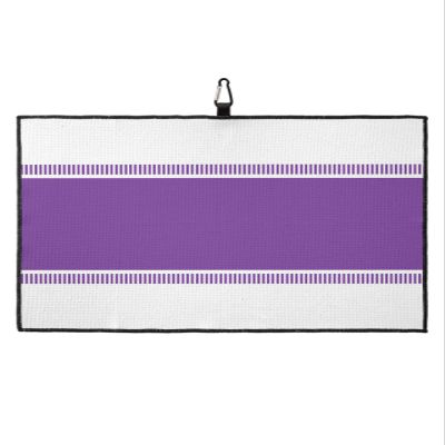 IDOWMAT Texture Golf Towel 16"x24" Microfiber Glof Towels for Golf Bag, Waffle Pattern Golf Club Cleaning Towel with Carabiner Clip Golf Gift for Women & Men, Artistic Purple Stripes Texture