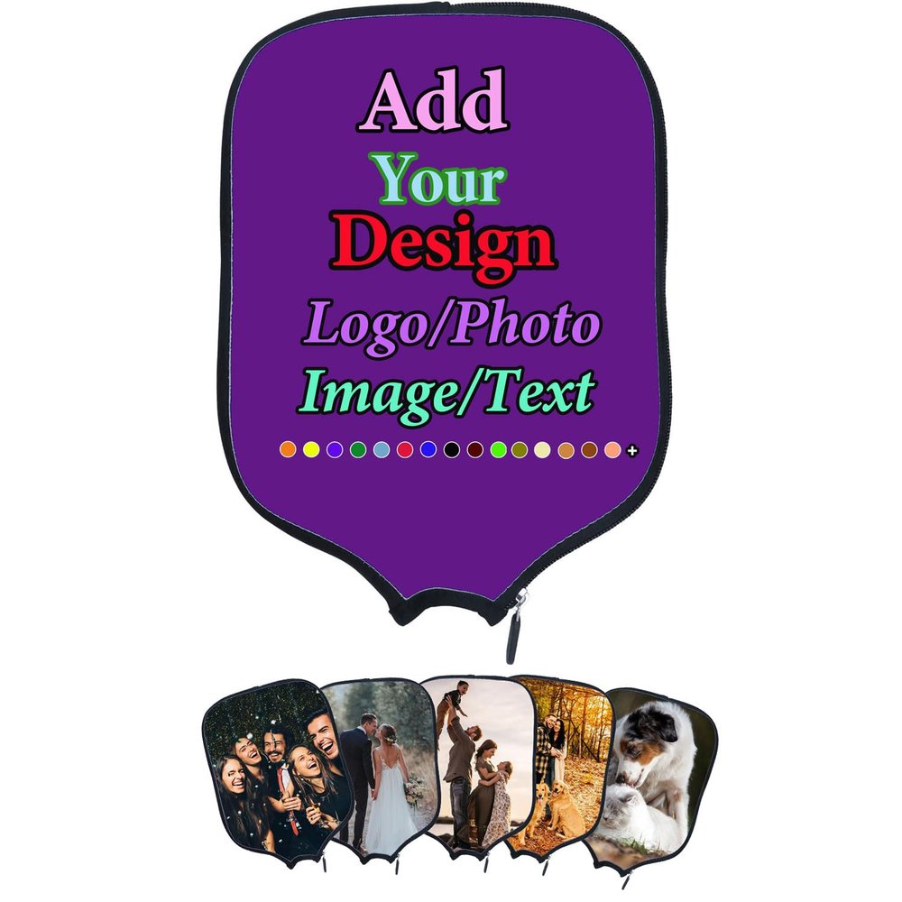 Custom Pickleballs Paddle Protection Personalized Pickle Balls Racquet Cover, Design with Photo Logo Text, Fits Most Rackets, Great Gifts to Family or Friend, 8.5"x11.5", Purple