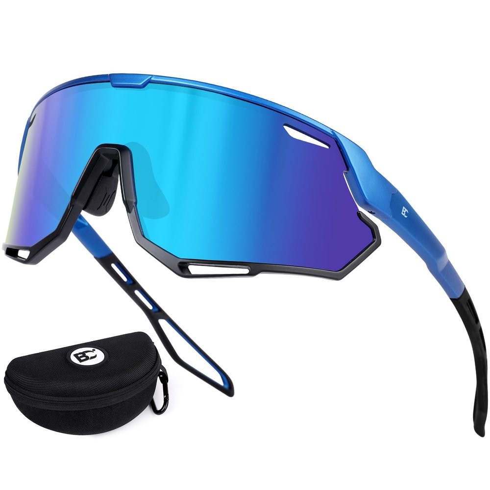 BIRCEN Mens Sports Baseball Sunglasses: TR90 Lightweight Cycling Glasses Wrap Around Running Glasses for Outdoor MTB Bike