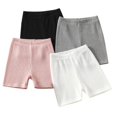 NineFit Basics 4 Pack Toddler Girls Dance Shorts Girls Bike Short Breathable Summer Soild Ribbed Shorts Baby (Grey, 18-24 Months)