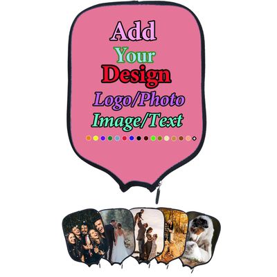 AJIOCIEU Custom Pickle Ball Rackets Cover Personalized Design with Picture Text Logo Racquet Cover Holder Sleeve Case Protection, Fits Most Paddles, 8.5 x 11.5 in, Pink