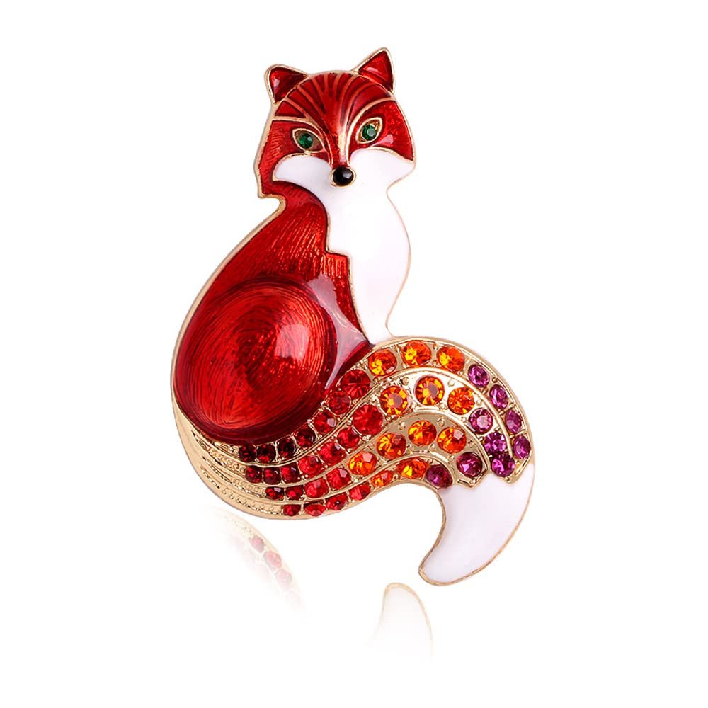 WCB1FPu Brooch Ladies Brooch Craft Brooch Retro Simple Fox Brooch Sweater Alloy Cardigan Accessories Rhinestone Pin (C)