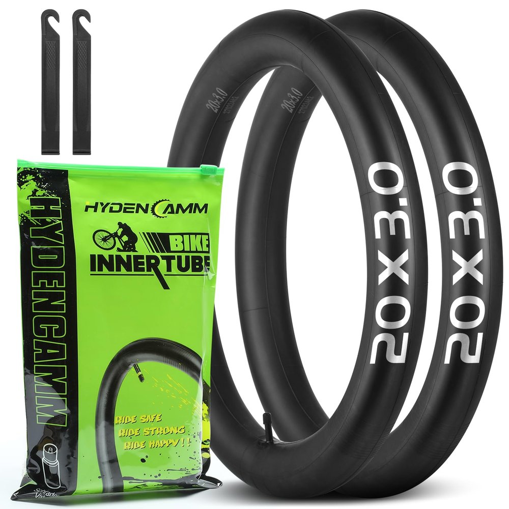 2 Pack 20x3 Fat Tire Bike Inner Tubes, 20" Fat Bike Tubes 20 X 3.0/3.50 AV Schrader Valve with 2 Tire Levers, Inner Tube Compatible with 20X3.0 20 X 3.30 20 X 3.5 for Road/Mountain/E Bike by Hydencamm