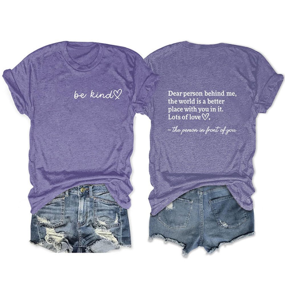 Bwnilimeizn Kindness T Shirt for Women Summer Be Kind Graphic Tees Casual Funny Sayings Letter Printed Cute Shirts Tops(Available in Plus Size)-M Purple