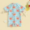 Toddler Boys Swimsuit Infant Sun Protection Rash Guard Wetsuit Zipper One Piece Short Sleeve Beach Bathing Suits (J Orange Crab, 12-24 Months) view 3