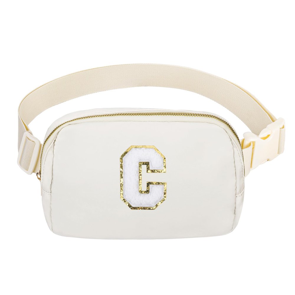 Birthday Gifts Personalized Mother's Day Gifts for 4 5 6 7 8 9 10 11 12 13 14 Year old Girls Teen Sister Kid Initial Letter Fanny Pack Trendy Stuff White Letter C