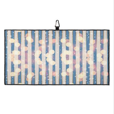 Line Golf Towel 16"x24" Microfiber Glof Towels for Golf Bag, Waffle Pattern Golf Club Cleaning Towel with Carabiner Clip Golf Gift for Women & Men, Dreamy Aperture Snowflake Lines Texture Blue
