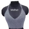 Mdhel Women's chainmail bra top Aluminum bra top Anodized bra top Metal bra top Festival wear bra top Costume bra top Large chainmail bra top Full coverage chainmail bra top view 1