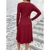 Women's Casual Dress Long Sleeve Wrap V Neck Vintage A Line Dress Elegant Cocktail Party Dresses (XX-Large,Red) view 2