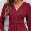Women's Casual Dress Long Sleeve Wrap V Neck Vintage A Line Dress Elegant Cocktail Party Dresses (XX-Large,Red) view 3