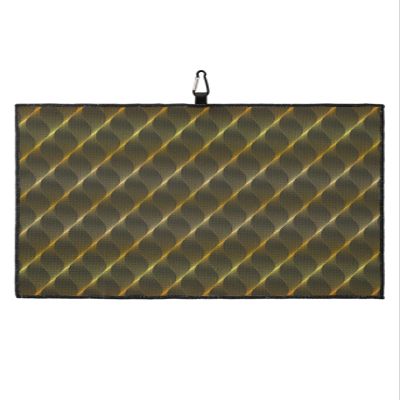 Colorful Gradient Golf Towel 16"x24" Microfiber Glof Towels for Golf Bag, Waffle Pattern Golf Club Cleaning Towel with Carabiner Clip Golf Gift for Women & Men, Gradient Geometric Retro Ripple Brown