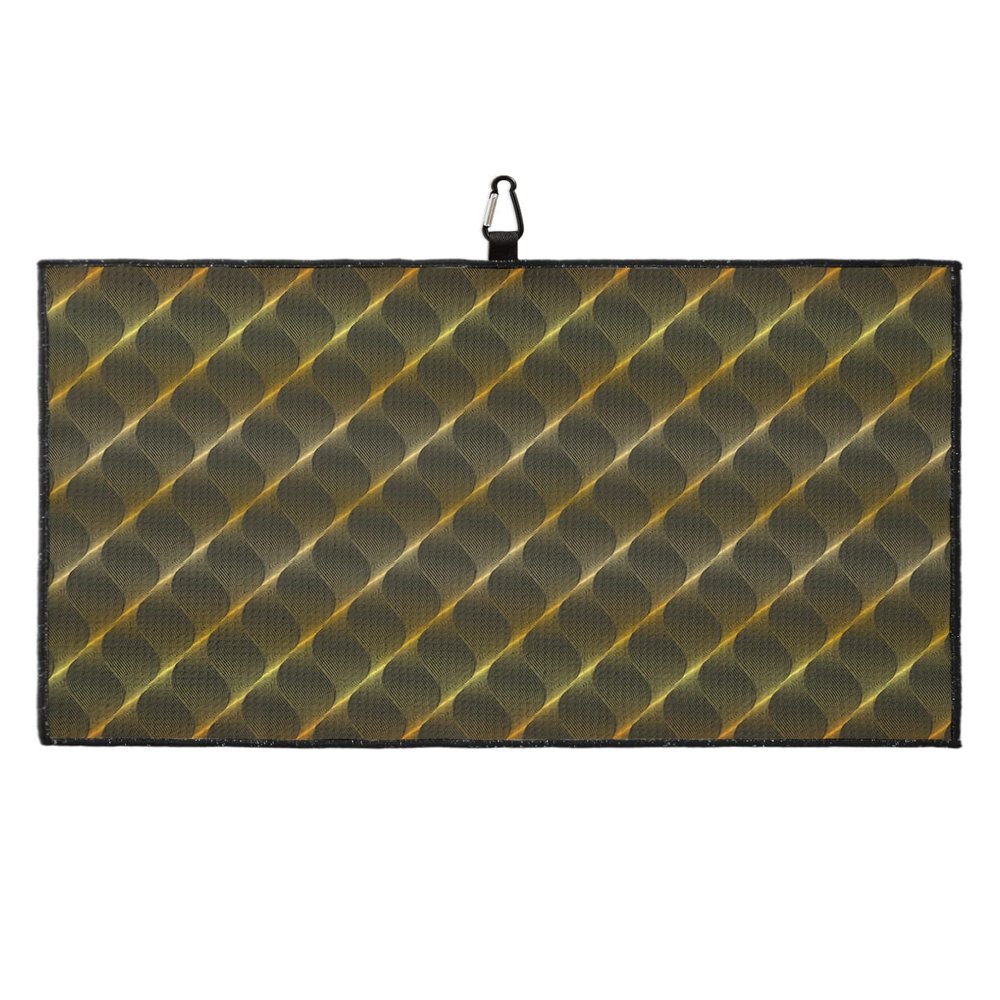 Colorful Gradient Golf Towel 16"x24" Microfiber Glof Towels for Golf Bag, Waffle Pattern Golf Club Cleaning Towel with Carabiner Clip Golf Gift for Women & Men, Gradient Geometric Retro Ripple Brown