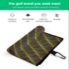 Colorful Gradient Golf Towel 16"x24" Microfiber Glof Towels for Golf Bag, Waffle Pattern Golf Club Cleaning Towel with Carabiner Clip Golf Gift for Women & Men, Gradient Geometric Retro Ripple Brown view 2