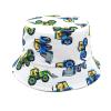 Children's Bucket Hat Cartoon Bulldozer Printed Fisherman Hat Outdoor Sun Protection Hat for Boys Girls White view 1