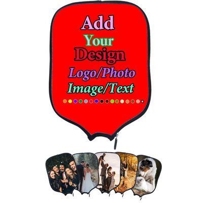 AJIOCIEU Custom Pickle Ball Rackets Cover Personalized Design with Picture Text Logo Racquet Cover Holder Sleeve Case Protection, Fits Most Paddles, 8.5 x 11.5 in, Bright Red