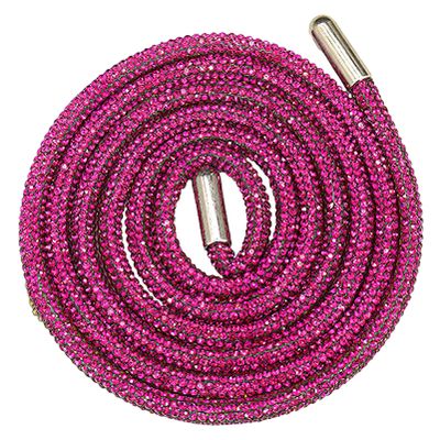 ANUFER One Piece 6MM Glitter Round Shoe Lace with Rhinestones Drawstring Cord Hoodie Strings Replacements SN0712111-2 Fuchsia 140CM