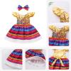 ABEWIP Traditional Mexican Dress Baby Toddler Girl Cinco De Mayo Clothes Sequins Glitter Headband Outfits Gold 12-18M view 2