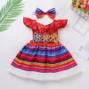 Baby Mexican Traditional Cinco de Mayo Fiesta Dress for Girls - Sequins Ethnic Embroidered Floral Vestidos Tipicos Mexicanos - Red With Headwear - 18-24 Months view 2