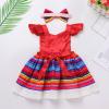Baby Mexican Traditional Cinco de Mayo Fiesta Dress for Girls - Sequins Ethnic Embroidered Floral Vestidos Tipicos Mexicanos - Red With Headwear - 18-24 Months view 3
