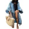 Leyoutx Women's Open Front Tie Dye Long Kimono Cover Ups with Belt Summer Loose Long Kimono Robe Swimsuits (One Size, Blue 2) view 1