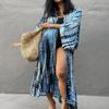 Leyoutx Women's Open Front Tie Dye Long Kimono Cover Ups with Belt Summer Loose Long Kimono Robe Swimsuits (One Size, Blue 2) view 4